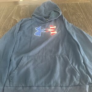 Under Armour Men's Navy Hoodie with Flag Logo